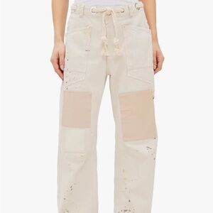 Free People Cream Patch Pocket Boyfriend Jeans